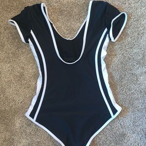 one piece short sleeve swimsuit